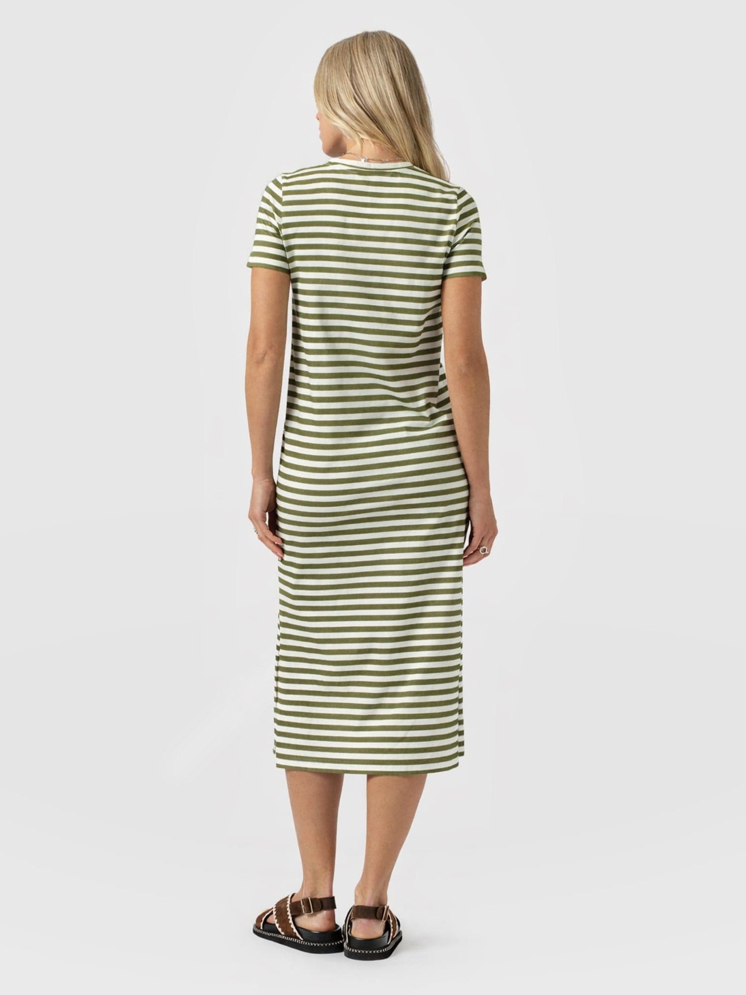 Easy T - Shirt Midi Dress - Green Stripe - Women's Dresses | Saint + Sofia® EU