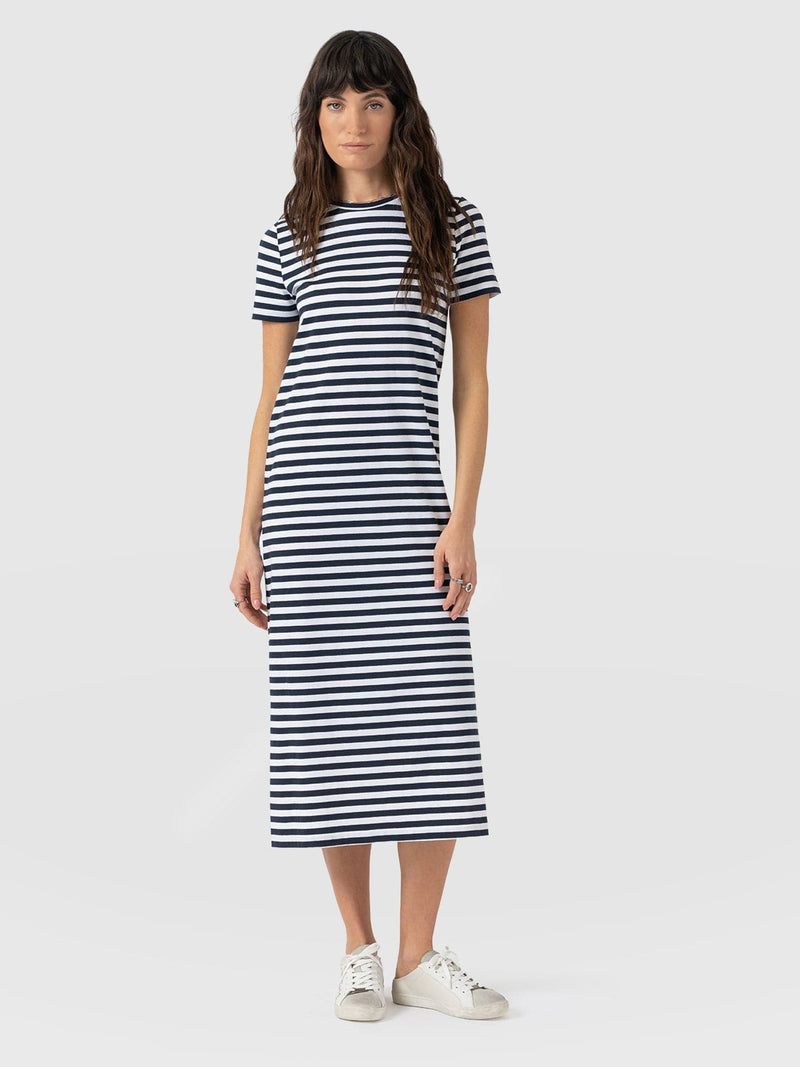 Easy T - Shirt Midi Dress - Navy Stripe - Women's Dresses | Saint + Sofia® EU