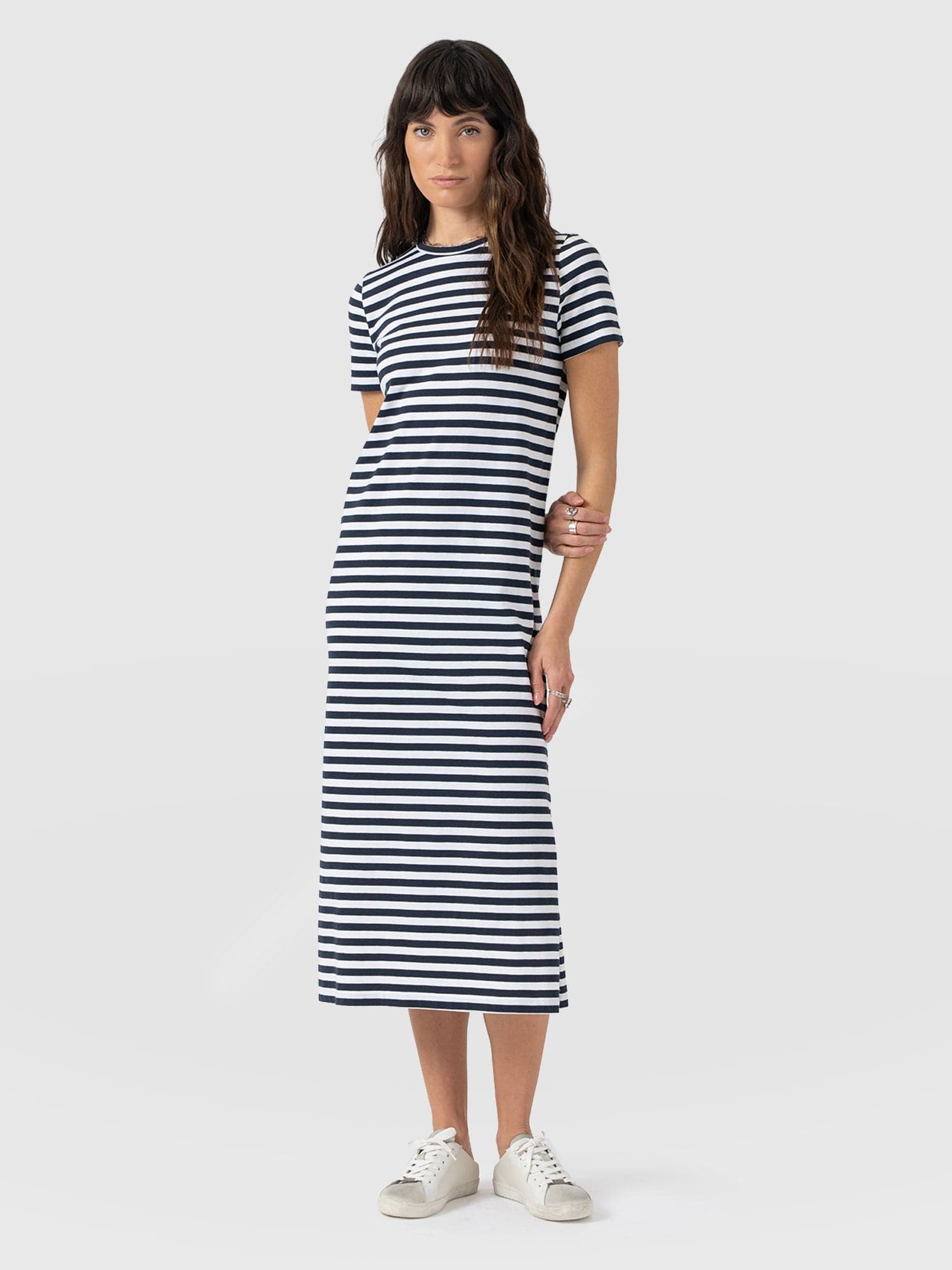 Easy T - Shirt Midi Dress - Navy Stripe - Women's Dresses | Saint + Sofia® EU