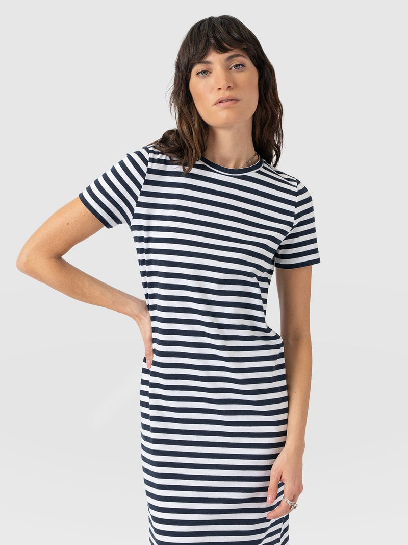 Easy T - Shirt Midi Dress - Navy Stripe - Women's Dresses | Saint + Sofia® EU