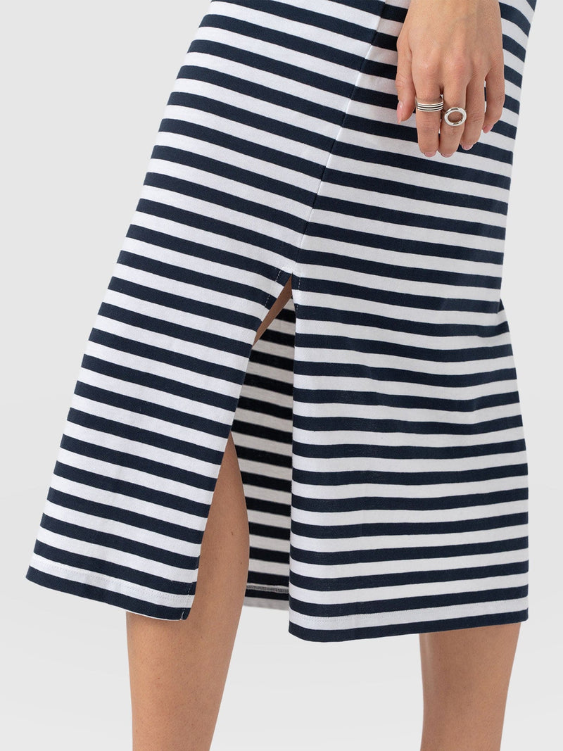 Easy T - Shirt Midi Dress - Navy Stripe - Women's Dresses | Saint + Sofia® EU