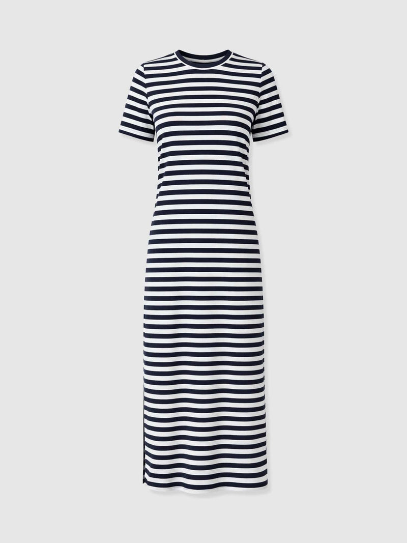 Easy T - Shirt Midi Dress - Navy Stripe - Women's Dresses | Saint + Sofia® EU