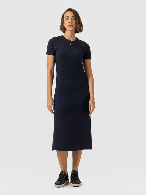 navy midi t shirt dress Ladies - Dark Brown Midi T-Shirt Dress - Size: M