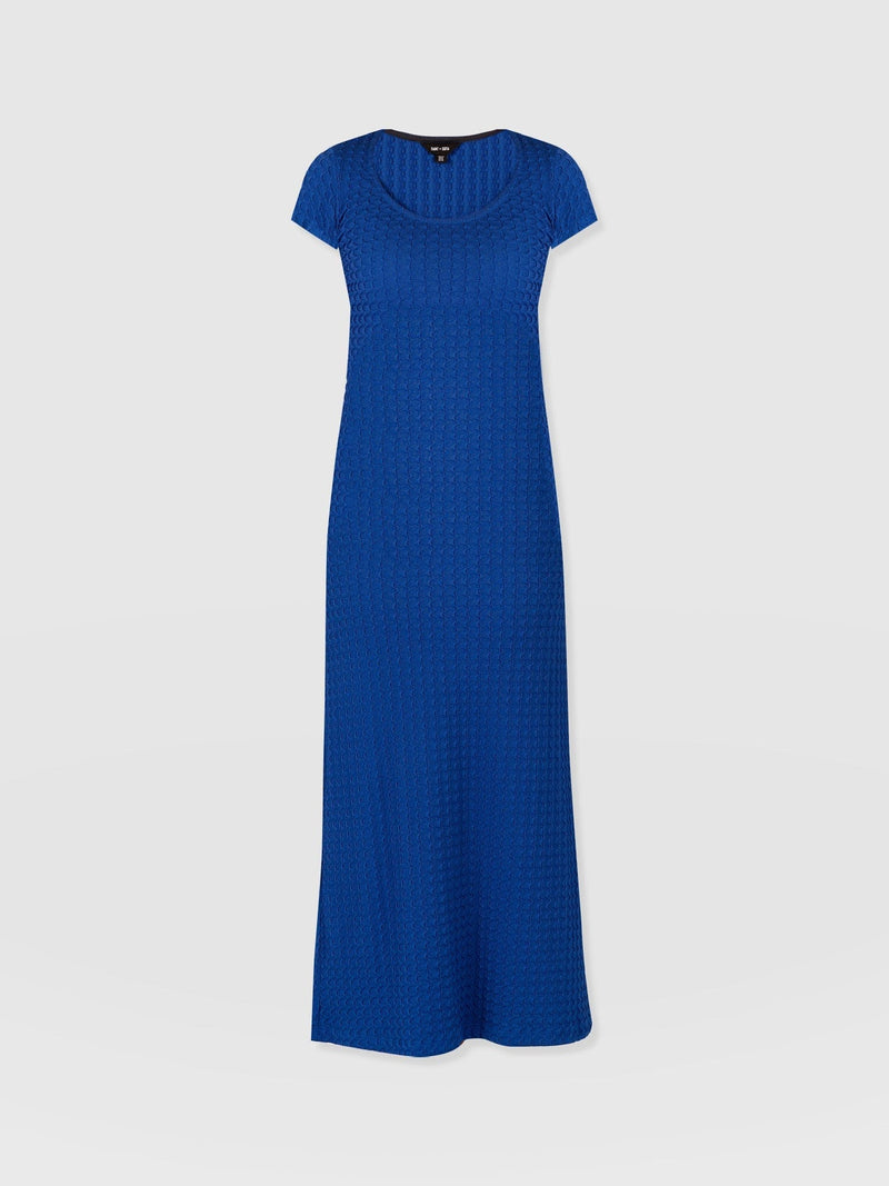 Edna Scoop Neck Midaxi Dress Blue Jacquard - Women's Dresses | Saint + Sofia® EU