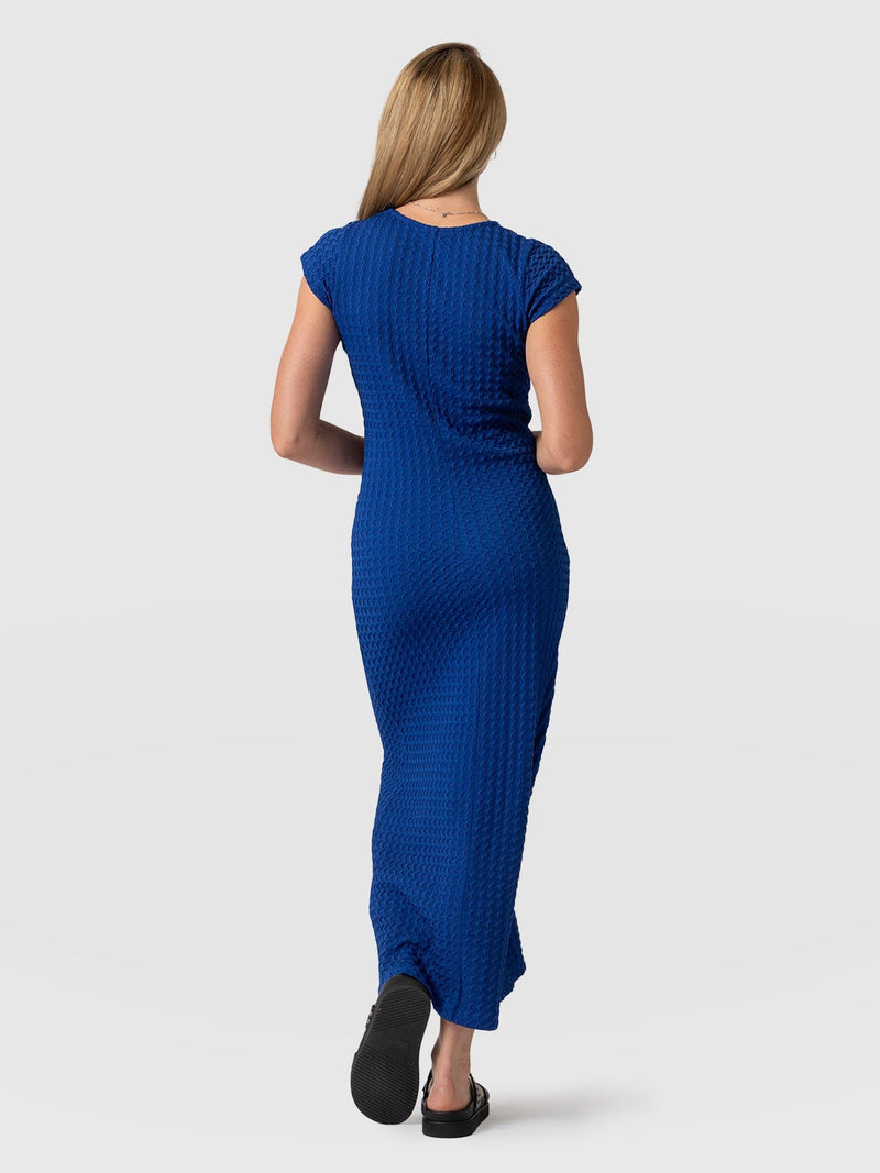 Edna Scoop Neck Midaxi Dress Blue Jacquard - Women's Dresses | Saint + Sofia® UK