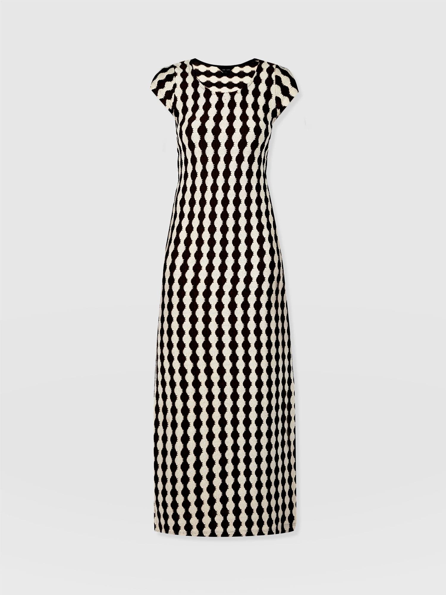 Elise Scoop Neck Midaxi Dress - Black/Cream - Women's Dresss | Saint + Sofia® EU