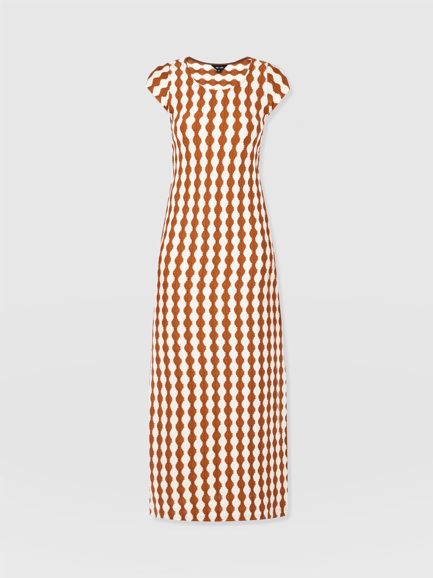 Elise Scoop Neck Midaxi Dress - Brown/Cream - Women's Dresss | Saint + Sofia® EU