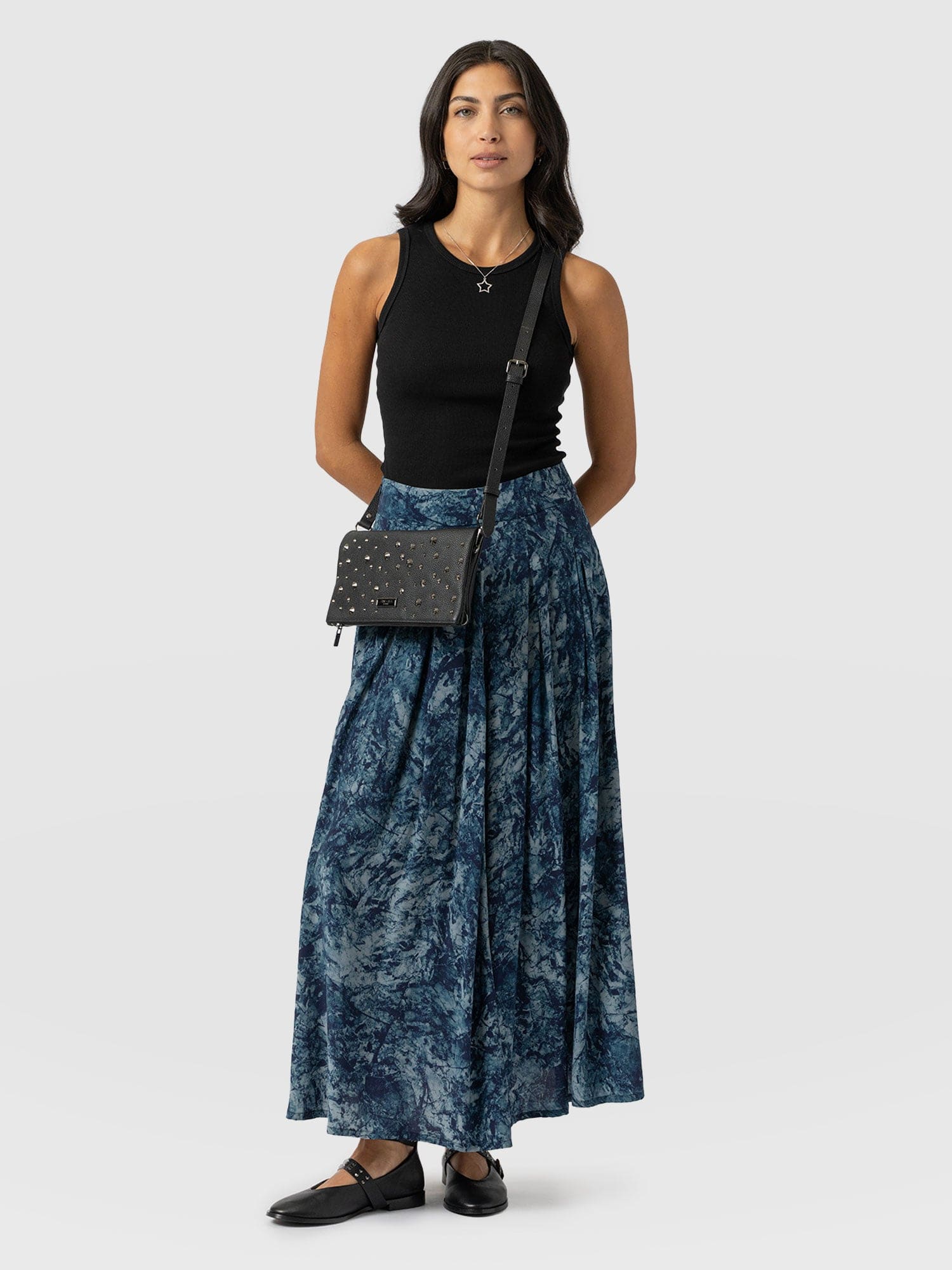 Eliza Pleated Skirt Blue Marble - Women's Skirts | Saint + Sofia® EU