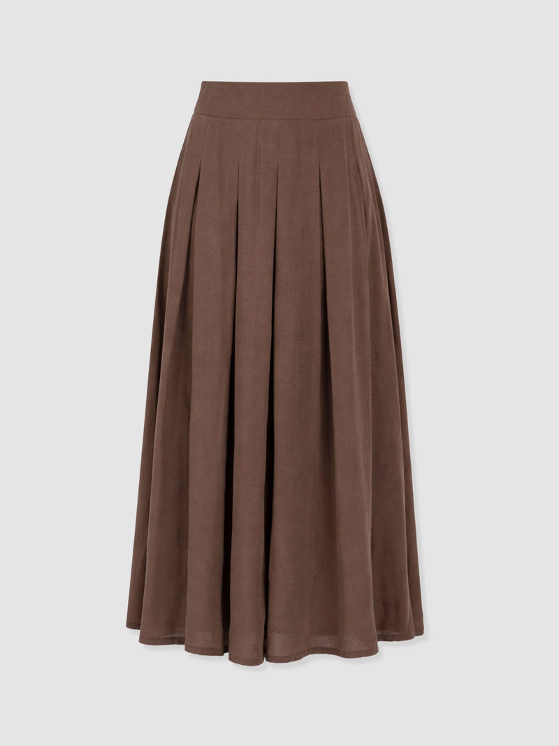 Eliza Pleated Skirt - Brown - Women's Skirts | Saint + Sofia® EU