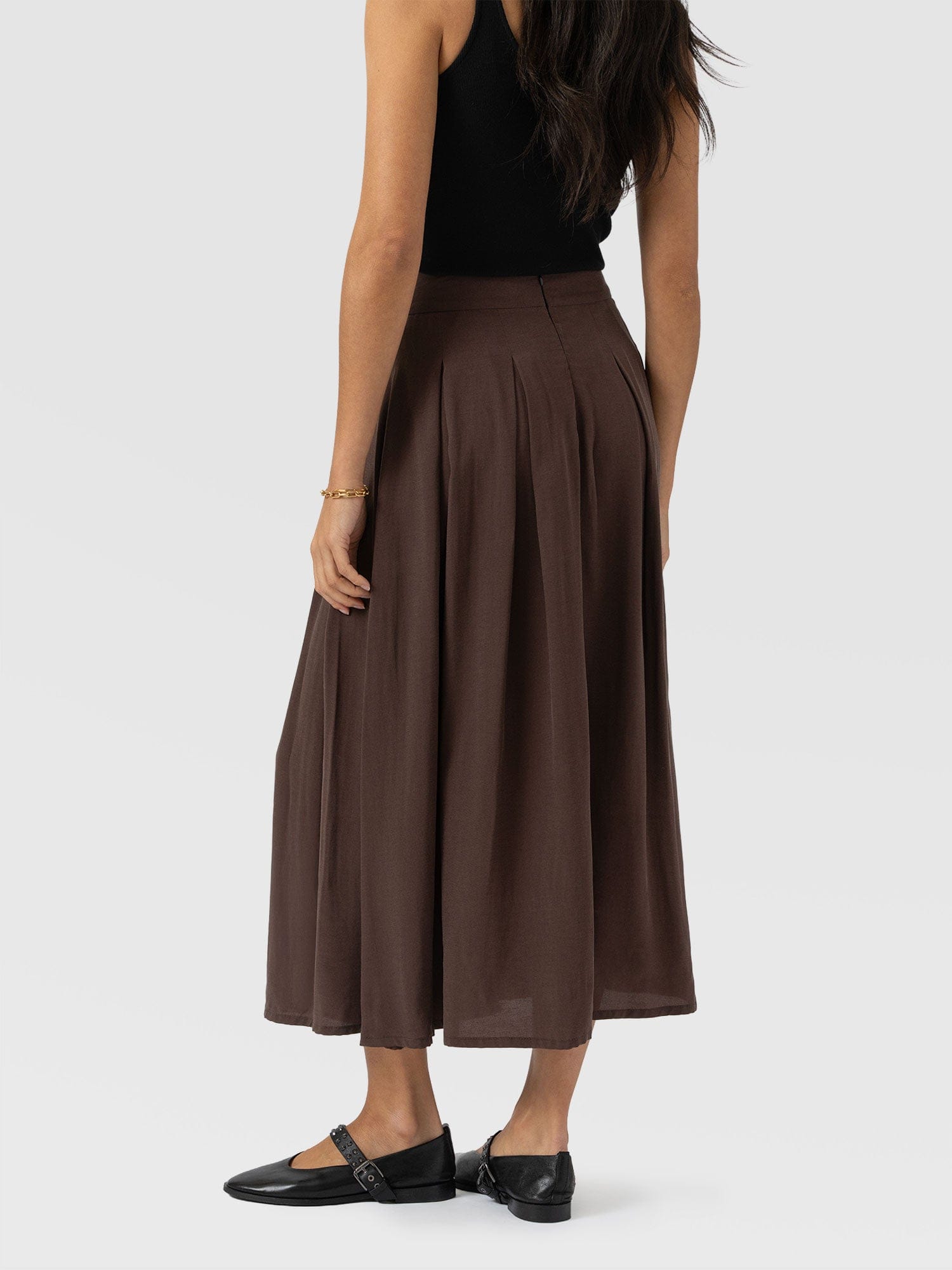 Eliza Pleated Skirt - Brown - Women's Skirts | Saint + Sofia® EU