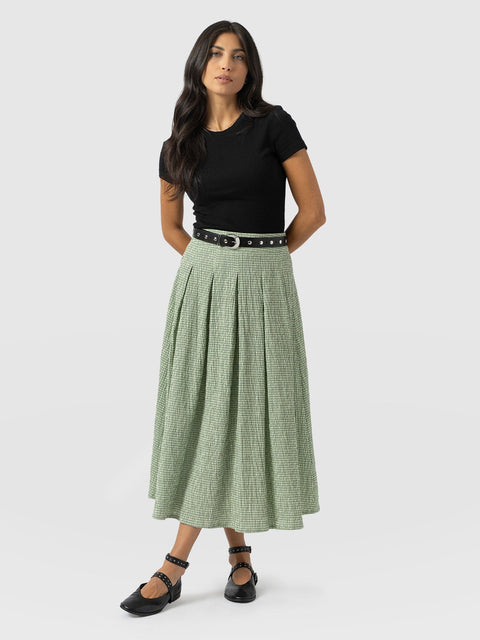 Eliza Pleated Skirt - Mint Gingham - Women's Skirts | Saint + Sofia® EU