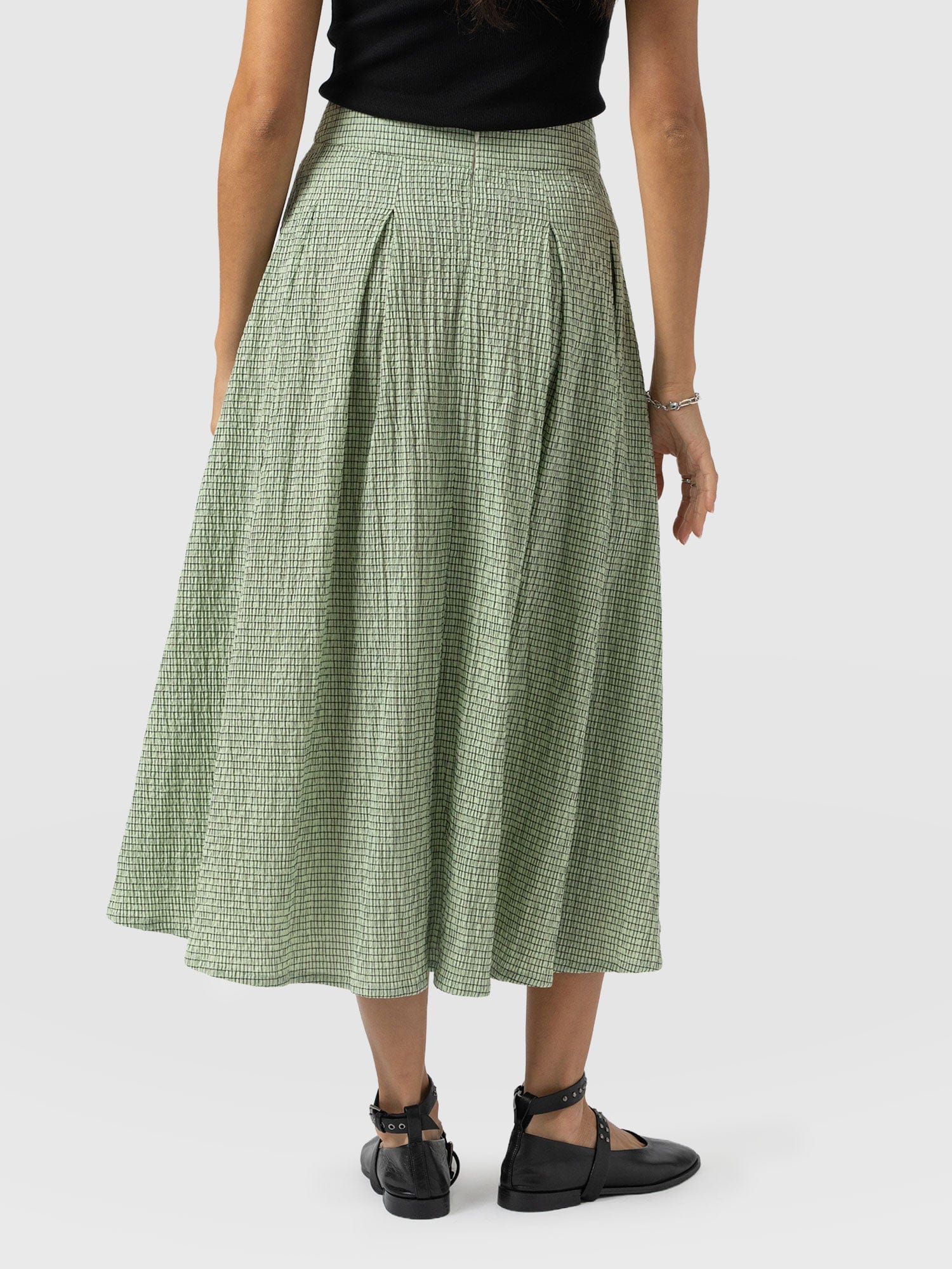 Eliza Pleated Skirt - Mint Gingham - Women's Skirts | Saint + Sofia® EU