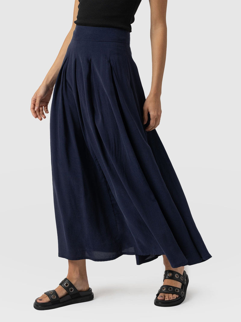 Eliza Pleated Skirt - Navy