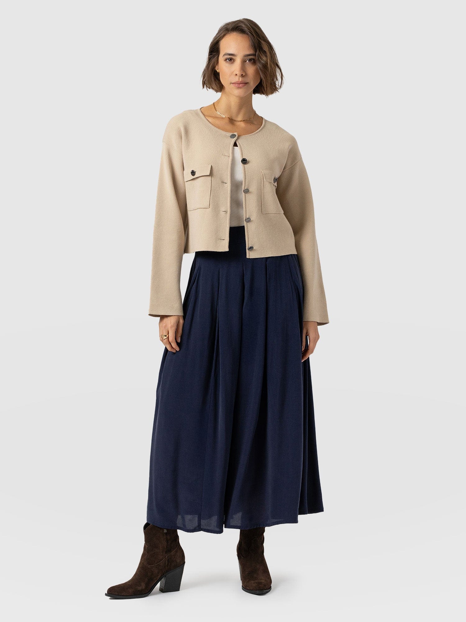 Eliza Pleated Skirt Navy - Women's Skirts | Saint + Sofia® EU