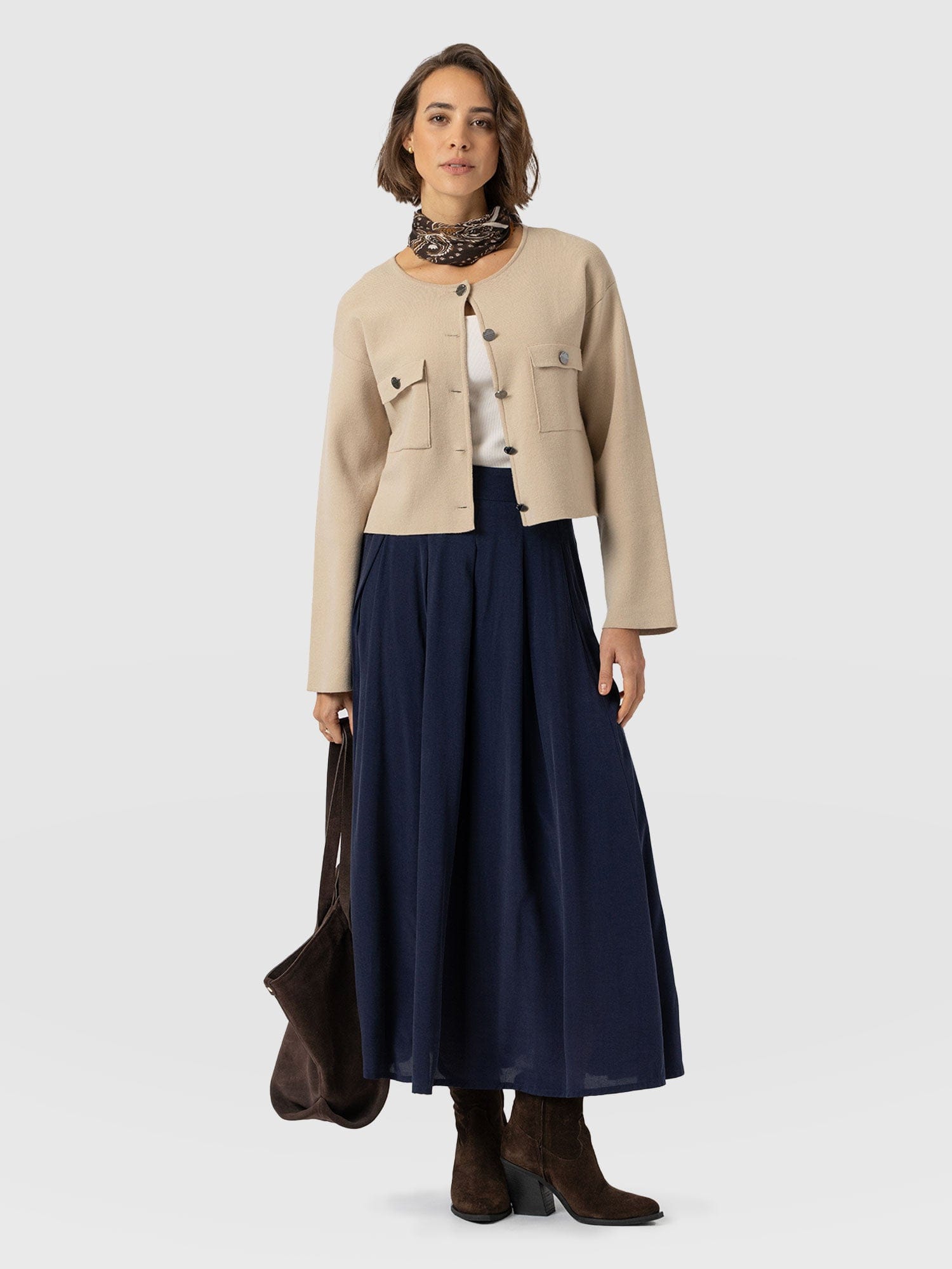 Eliza Pleated Skirt Navy - Women's Skirts | Saint + Sofia® EU