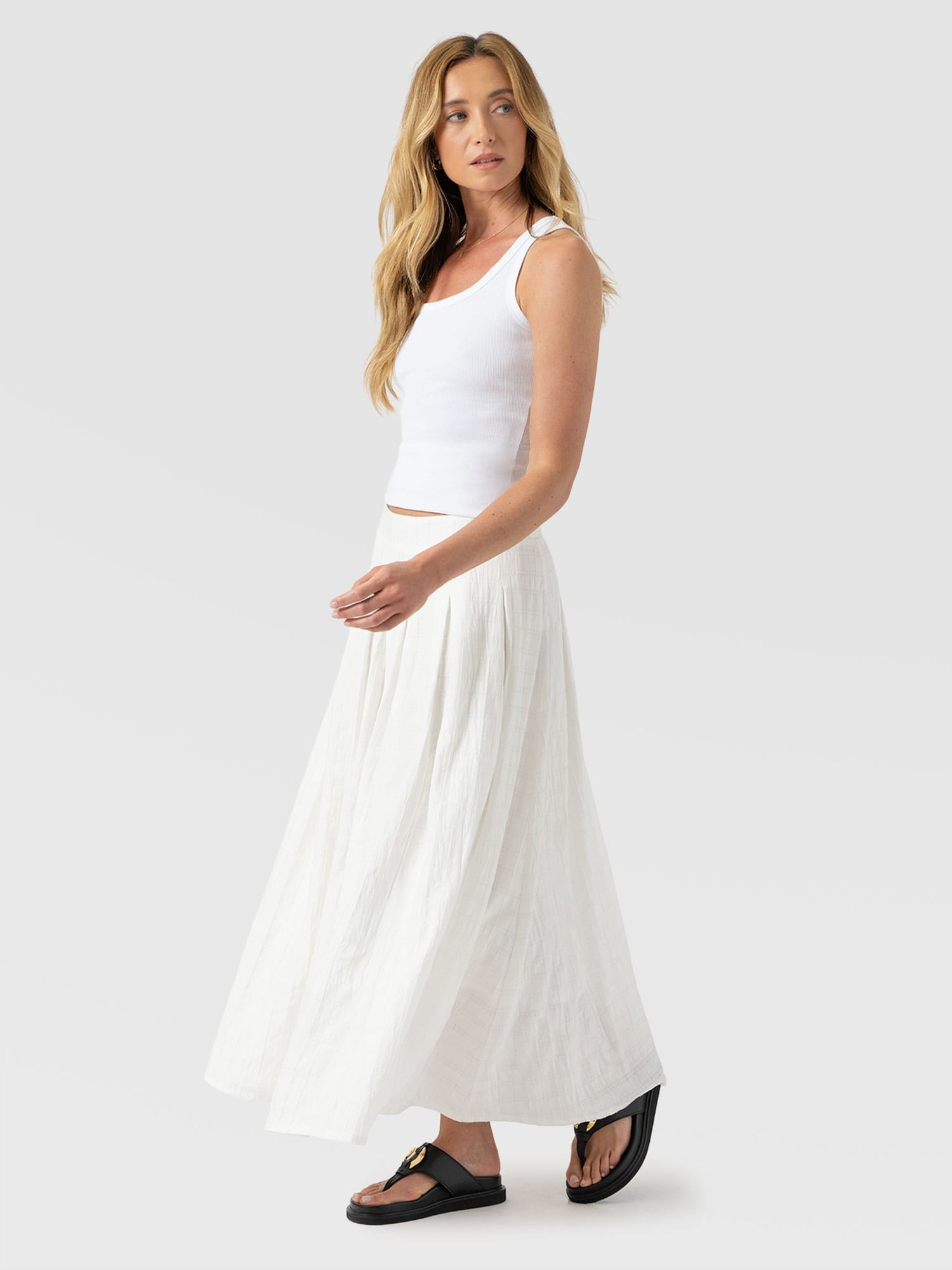 Eliza Skirt - White Textured - Women's Skirts | Saint + Sofia® EU