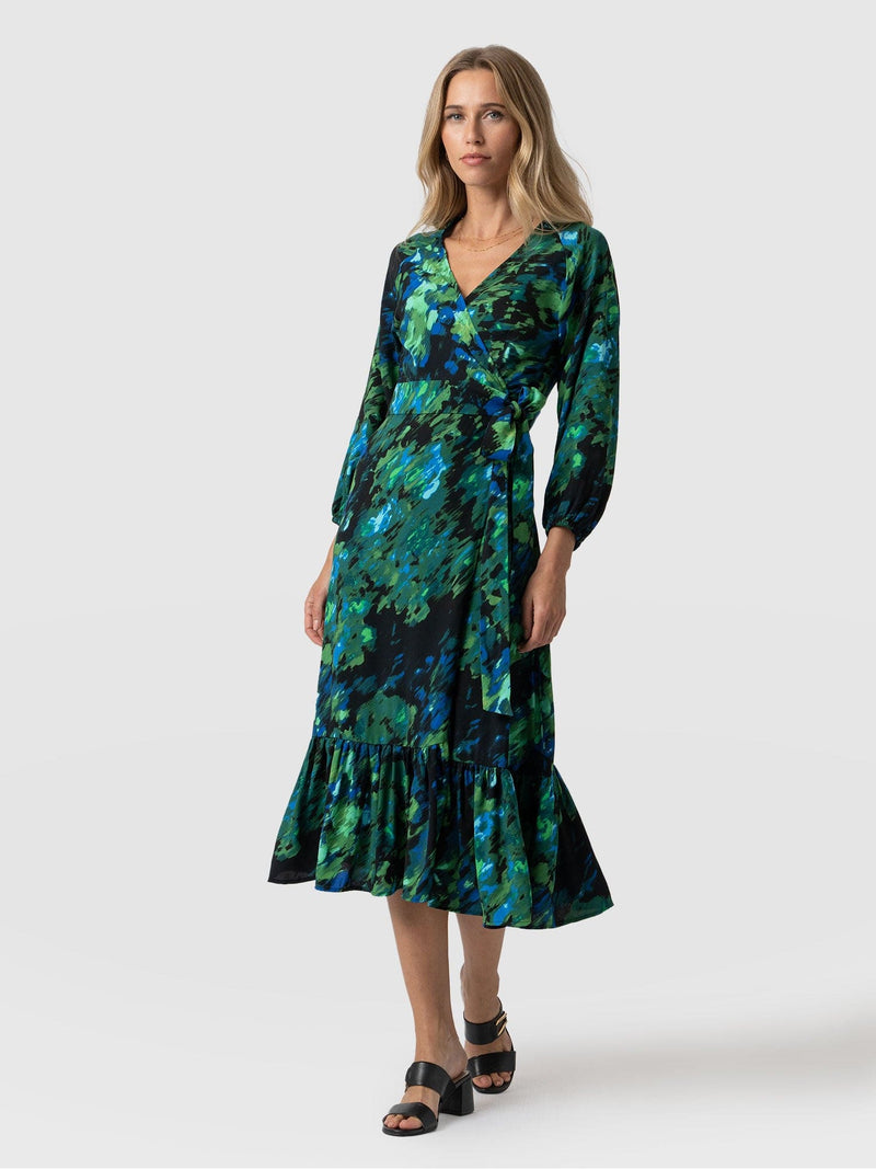 Eliza Wrap Dress Green Satellite - Women's Dresses | Saint + Sofia® EU