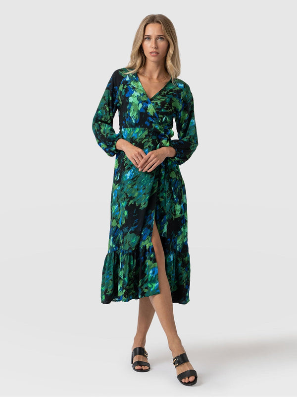 Eliza Wrap Dress Green Satellite - Women's Dresses | Saint + Sofia® EU