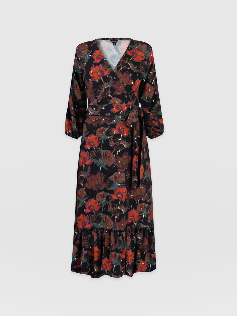 Eliza Wrap Dress Red Flora - Women's Dresses |  Saint + Sofia® EU