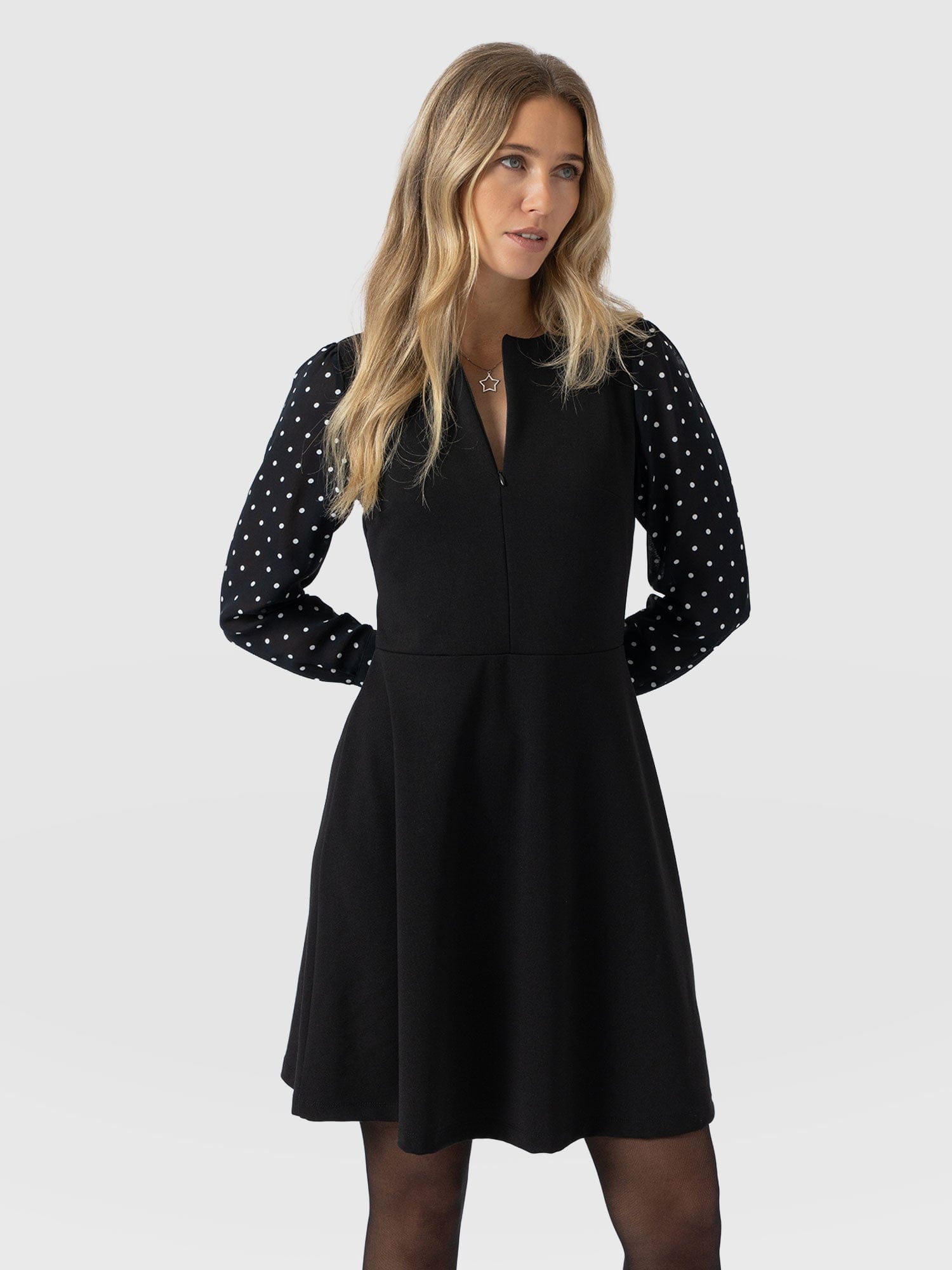 Ella Fit & Flare Dress - Black Polka Dot - Women's Dresses | Saint + Sofia® EU