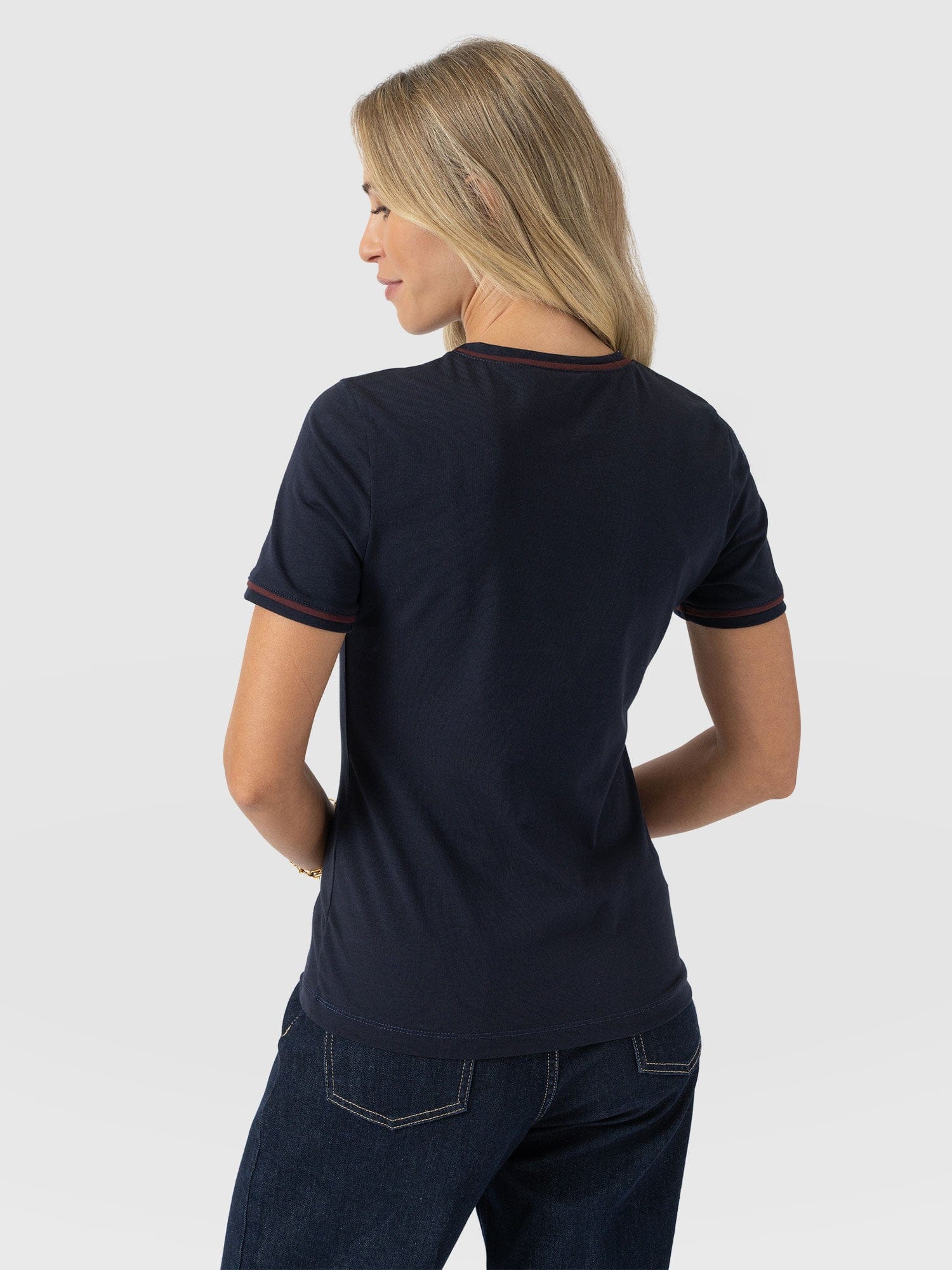 Ellen Piping Tee - Navy - Women's T-shirts | Saint + Sofia® EU