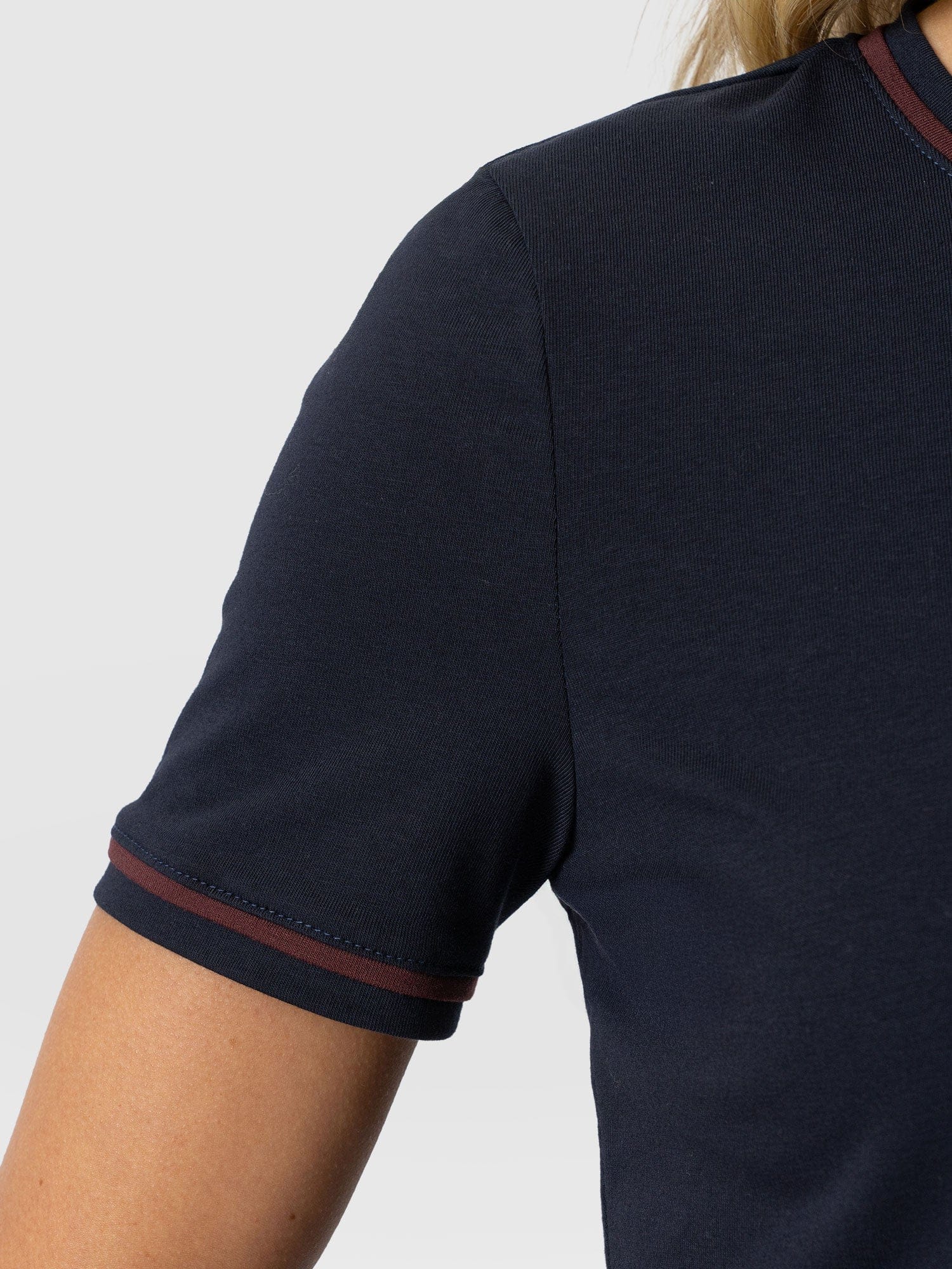 Ellen Piping Tee - Navy - Women's T-shirts | Saint + Sofia® EU