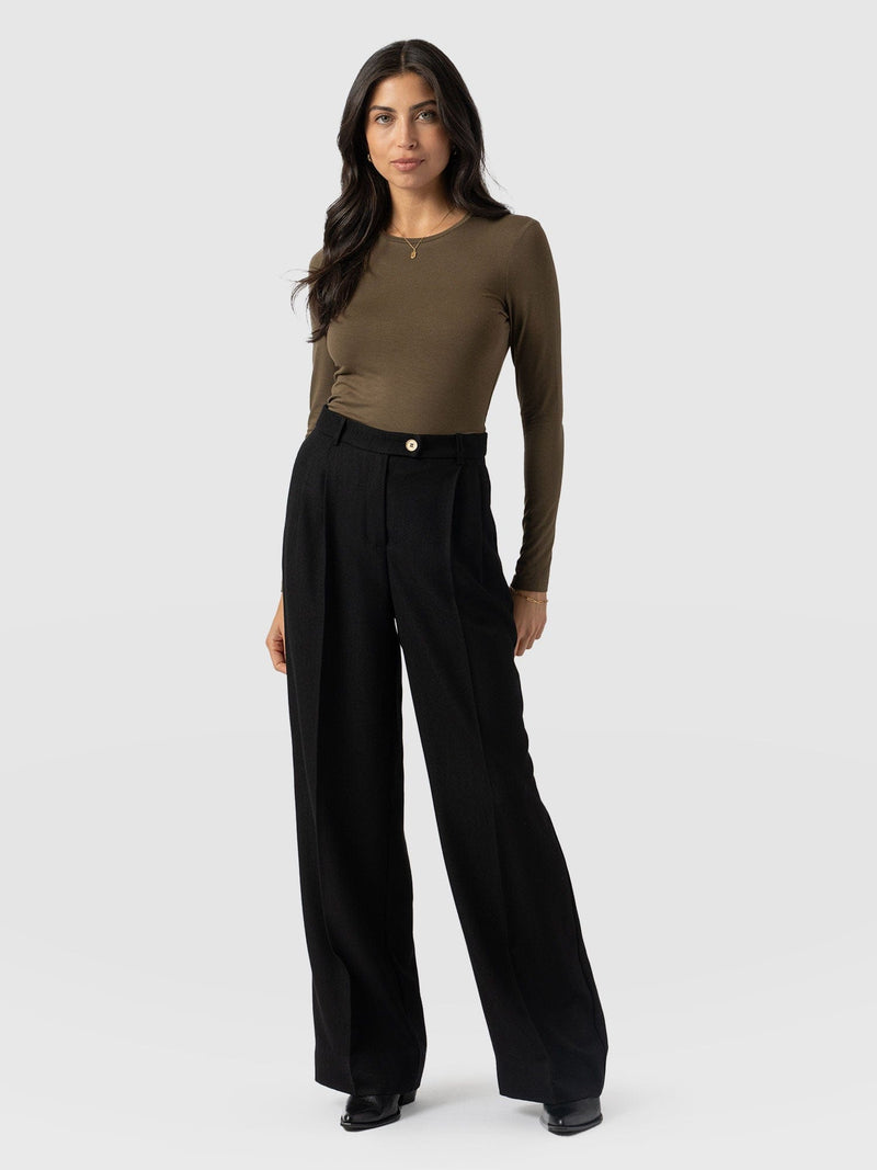 Emery Wide Leg Pant Black - Women's Trousers | Saint + Sofia® EU