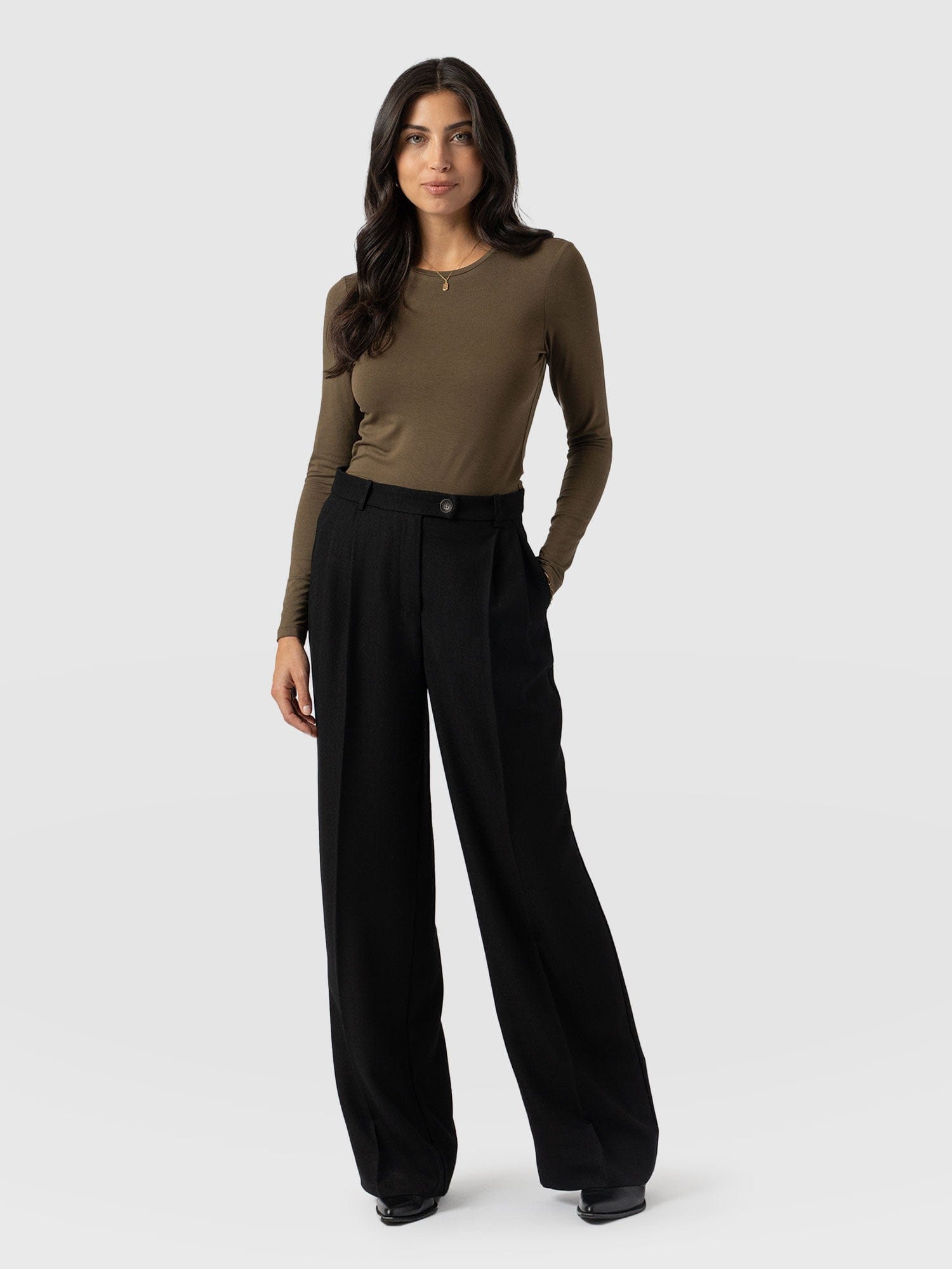 Emery Wide Leg Pant Black - Women's Trousers | Saint + Sofia® EU