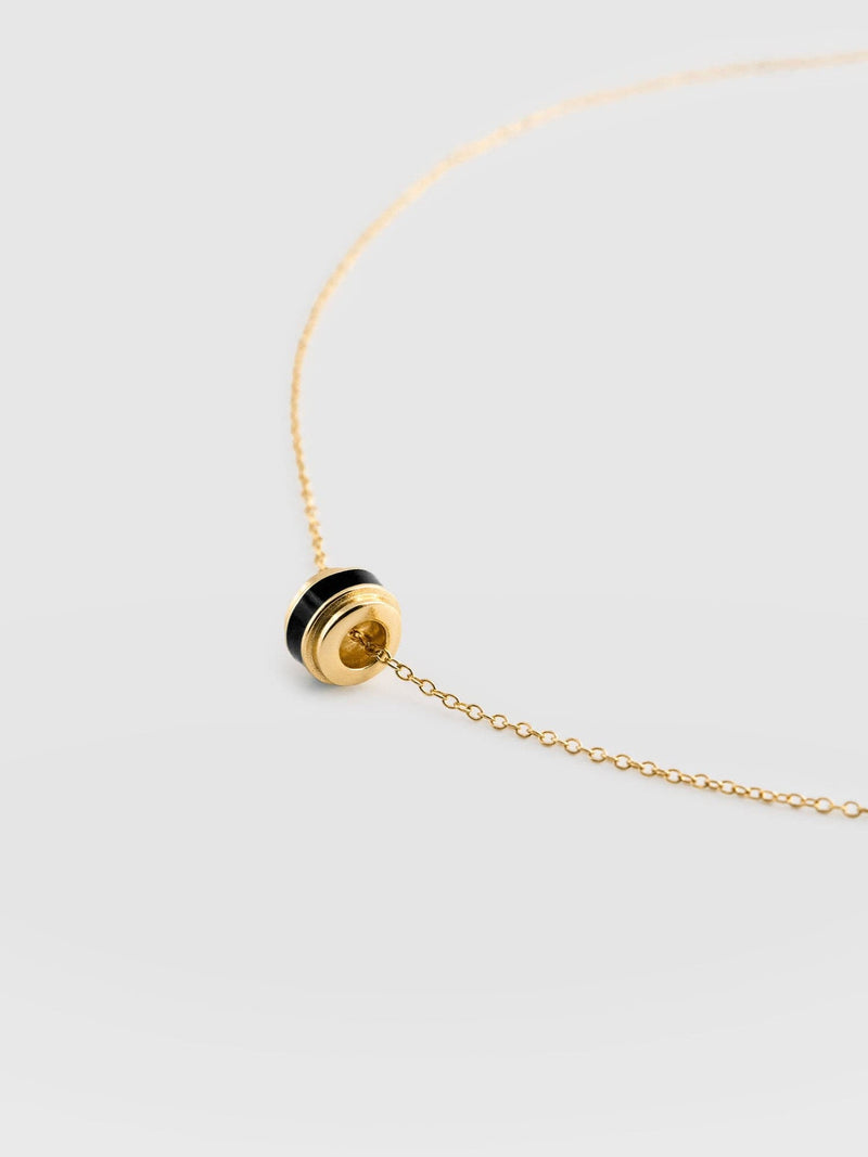 Enamel Stripe Charm Necklace Gold and Black - Women's Jewellery | Saint + Sofia® EU