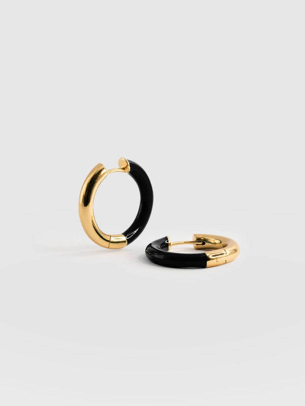 Enamel Stripe Charm Necklace Gold and Black - Women's Jewellery | Saint + Sofia® EU