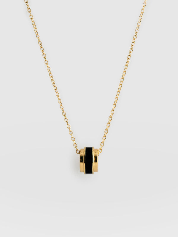 Enamel Stripe Charm Necklace Gold and Black - Women's Jewellery | Saint + Sofia® UK