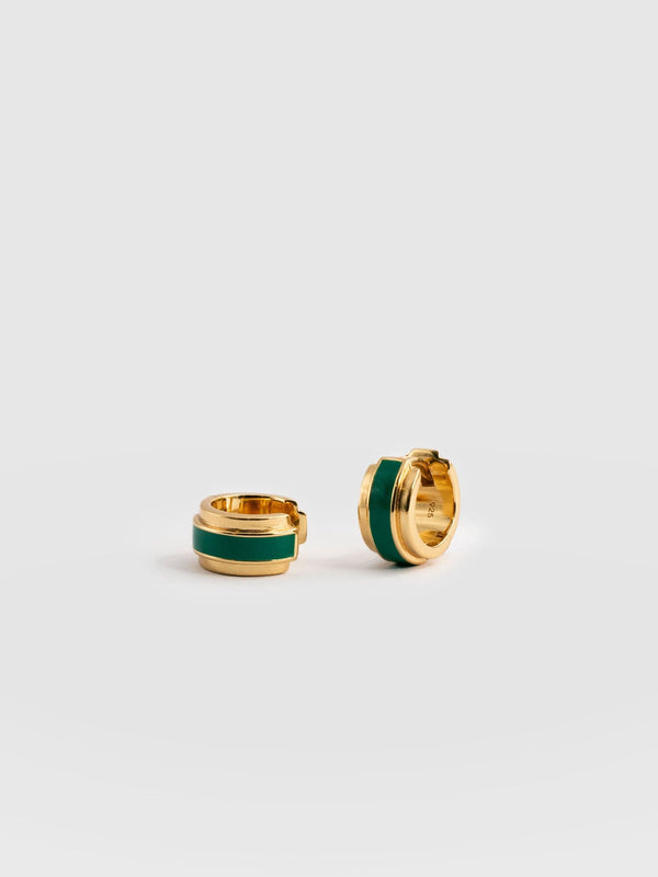 Enamel Stripe Huggie Earrings Gold - Women's Jewellery | Saint + Sofia® EU