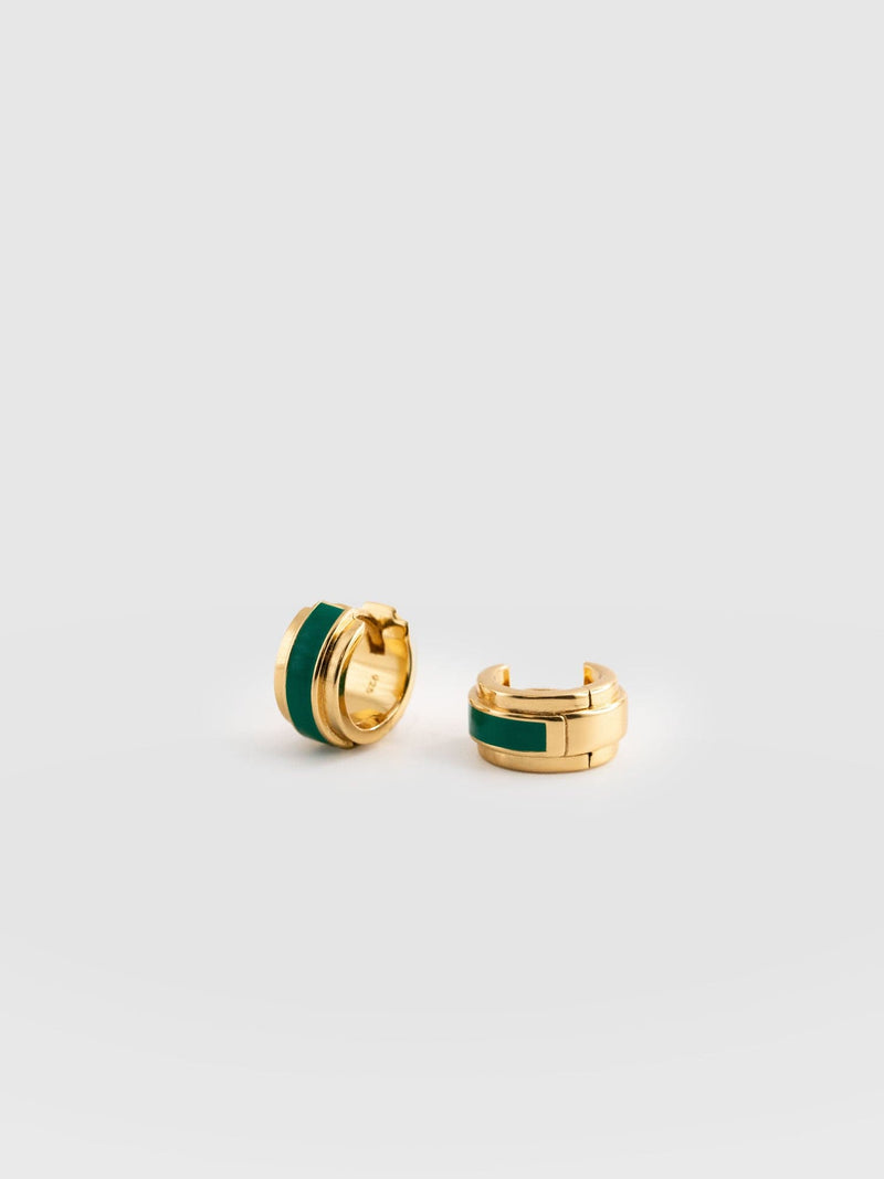 Enamel Stripe Huggie Earrings Gold - Women's Jewellery | Saint + Sofia® EU
