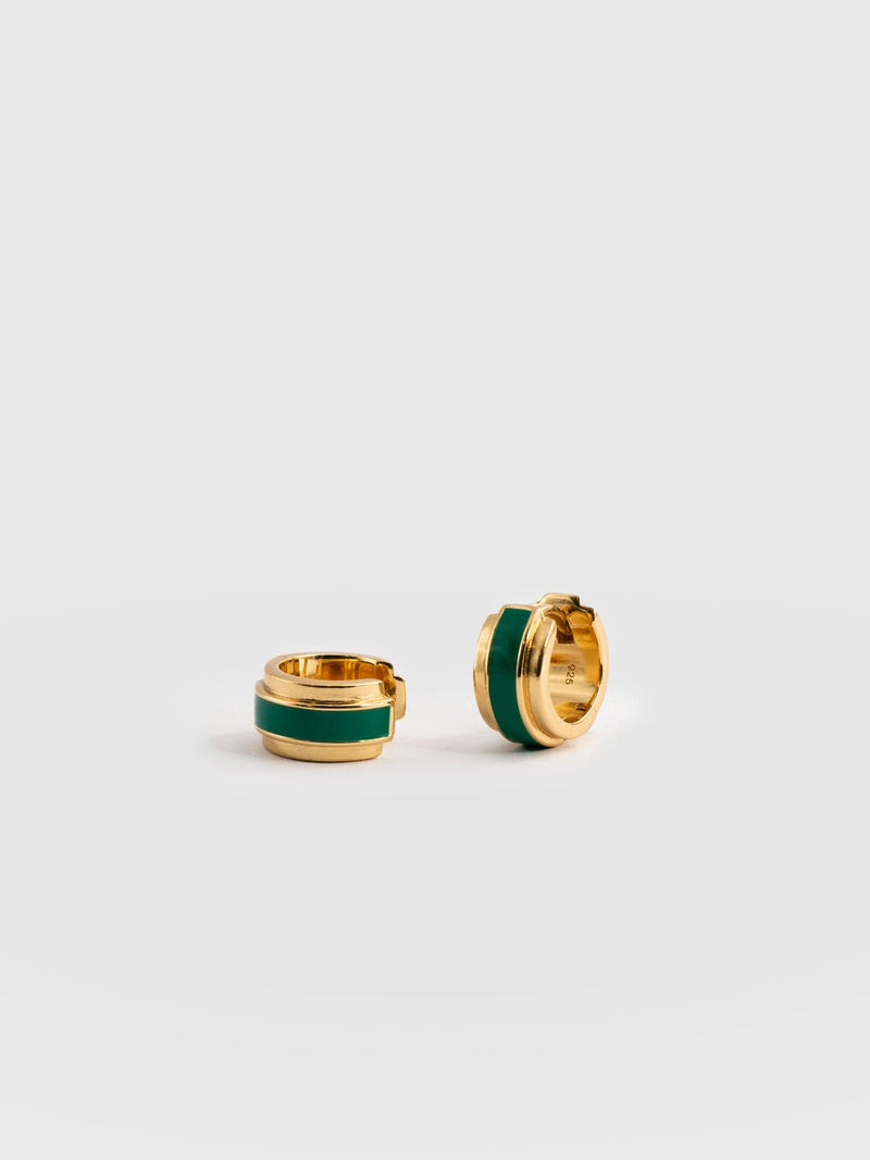 Enamel Stripe Huggie Earrings Gold - Women's Jewellery | Saint + Sofia® EU