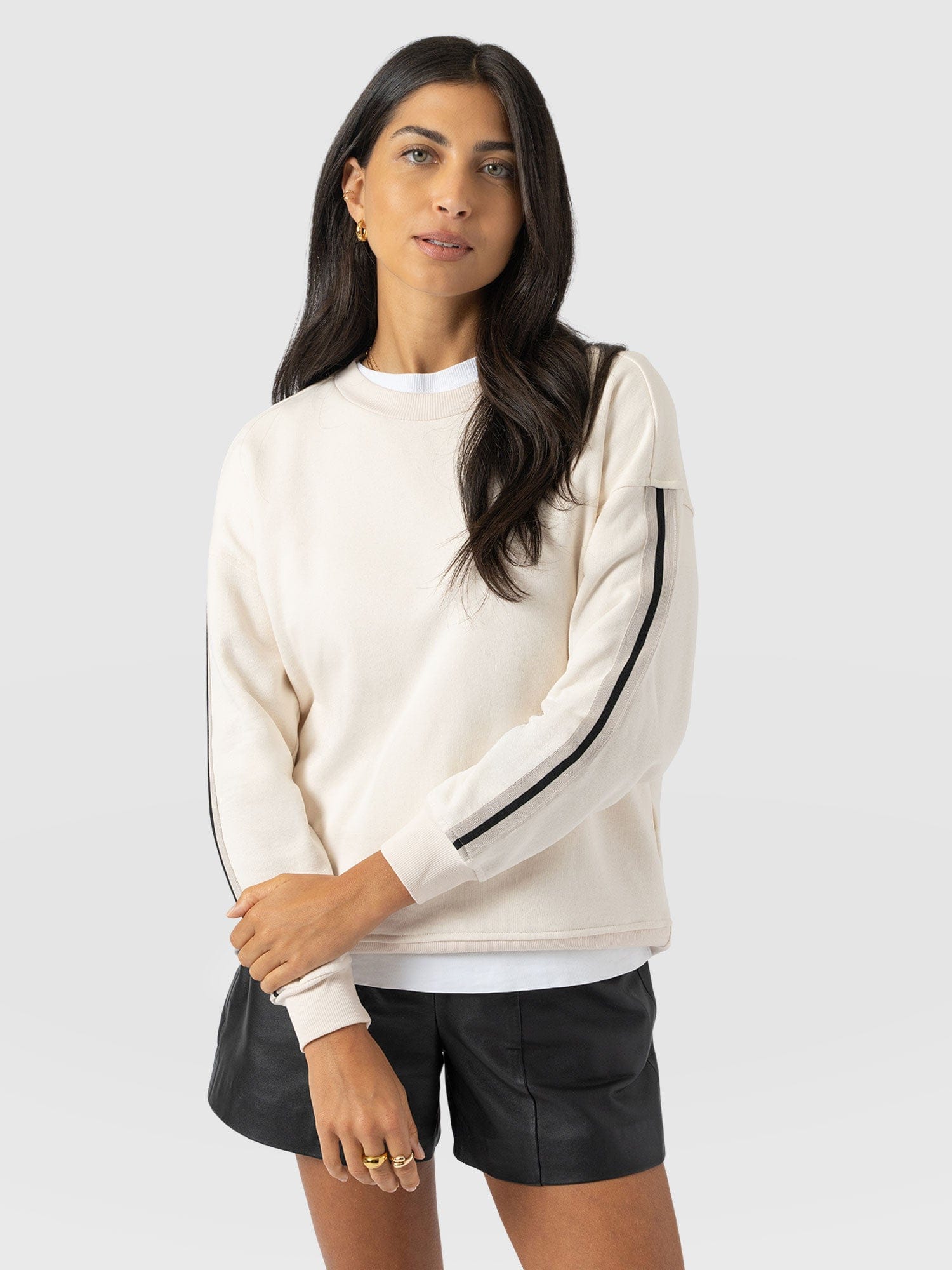 Victory Sweatshirt - Cream - Black Stripe - Women's Jumpers | Saint + Sofia® EU