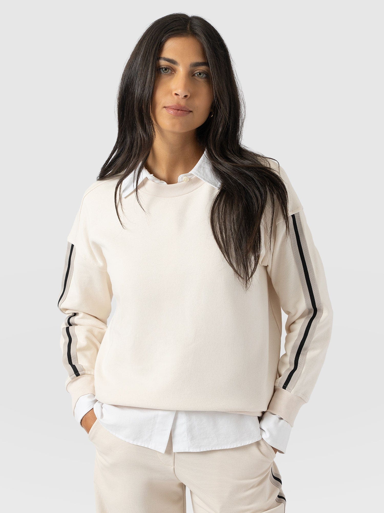 Ennis Sweatshirt - Cream - Black Stripe - Women's Jumpers | Saint + Sofia® EU