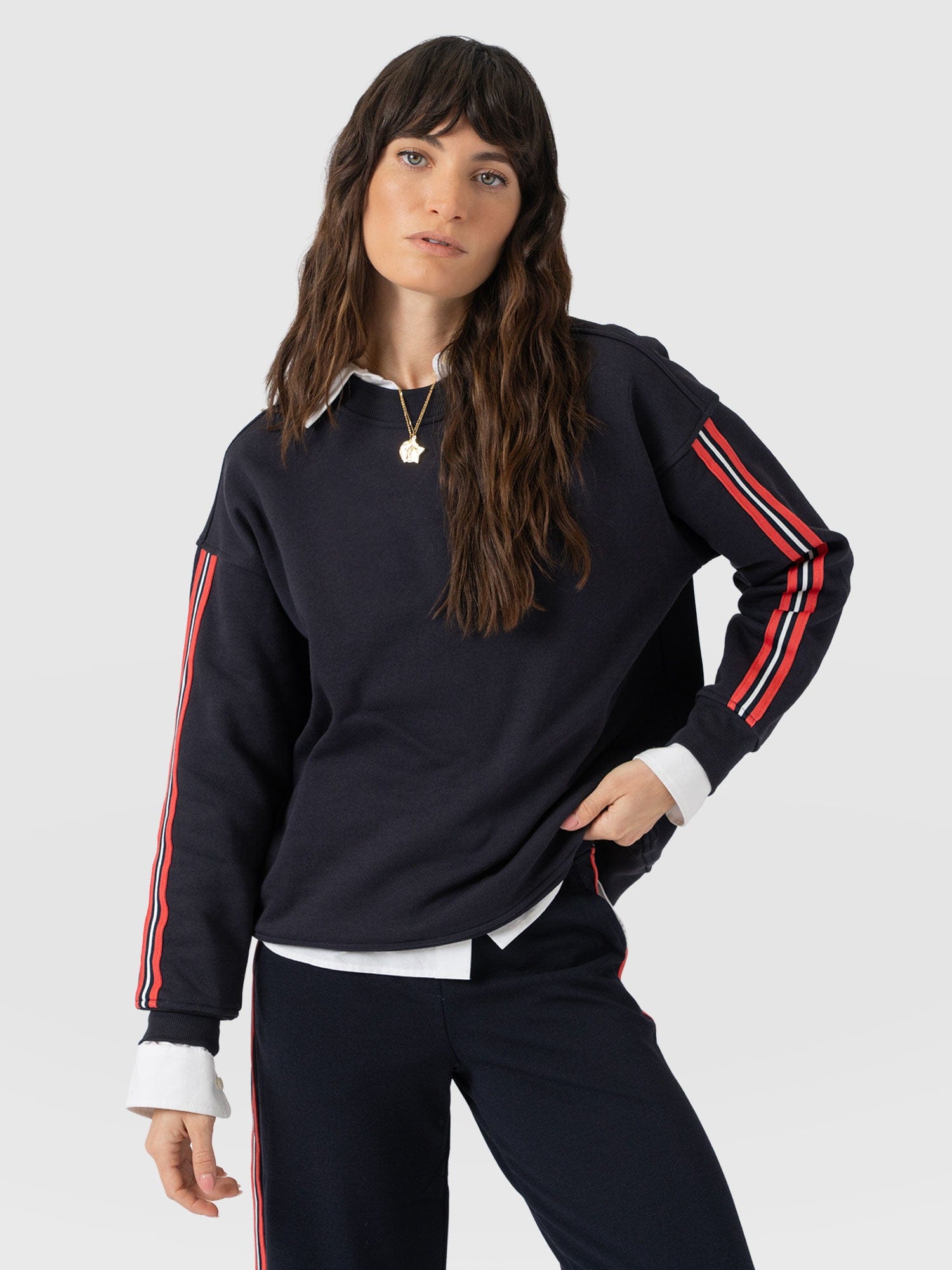 Victory Sweatshirt - Navy - Red Stripe - Women's Jumpers | Saint + Sofia® EU