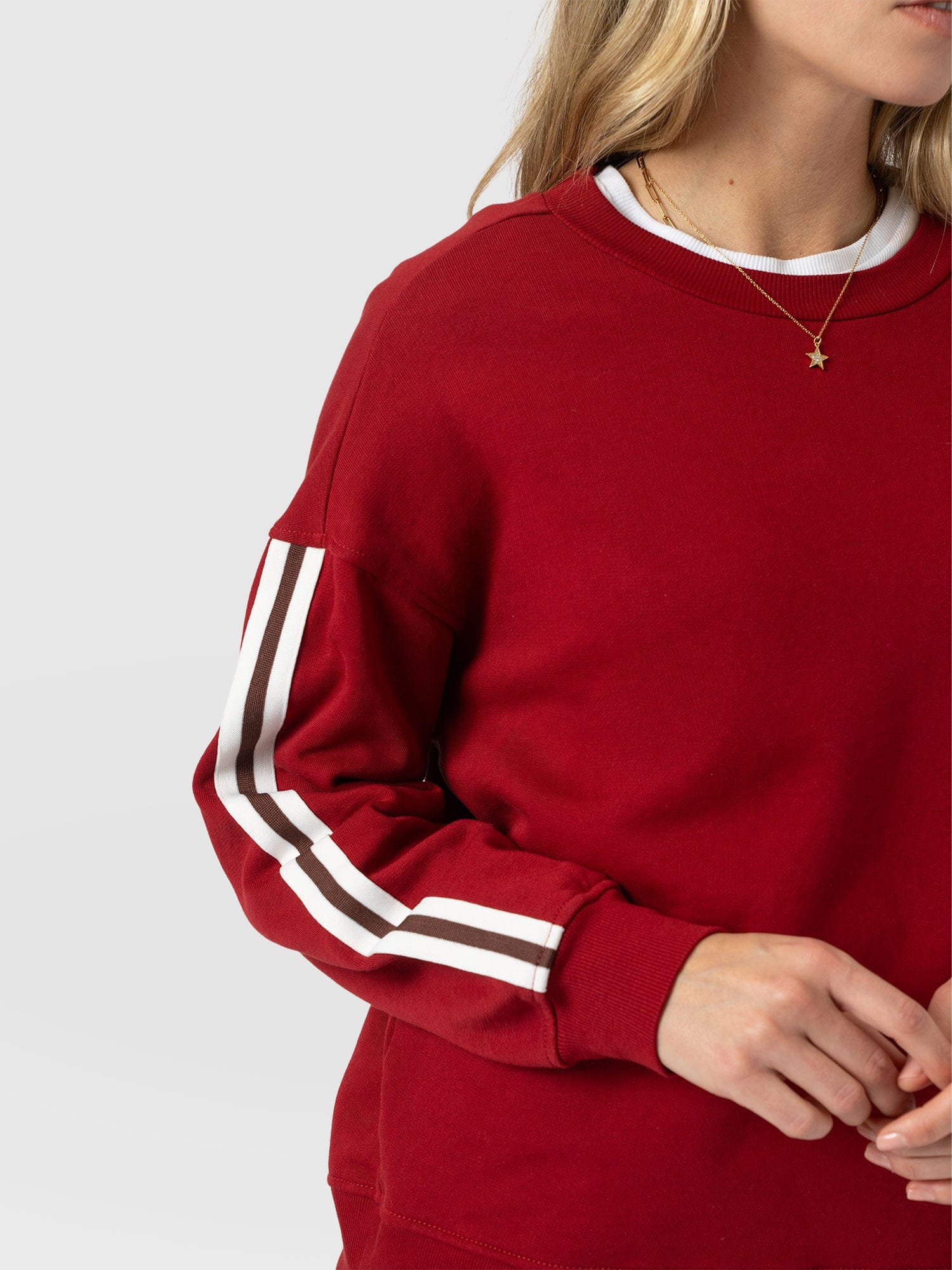 Victory Sweatshirt - Red - Brown Stripe - Women's Jumpers | Saint and Sofia® EU