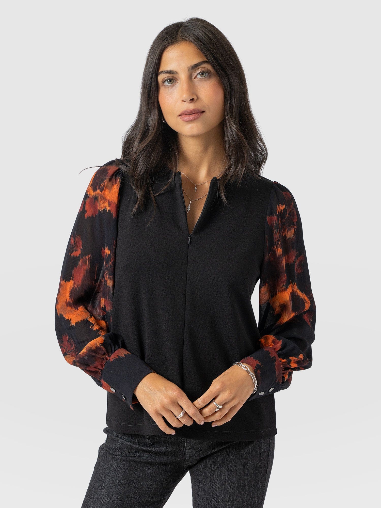 Esme Zip Up Top - Autumn Floral - Women's T-shirts | Saint + Sofia® EU
