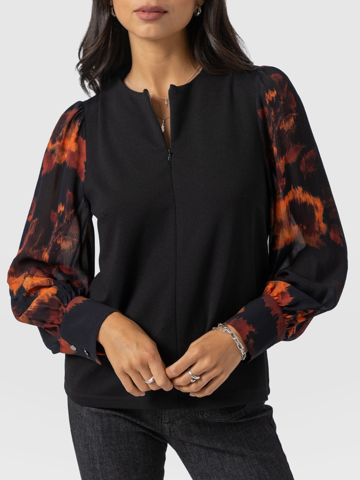Esme Zip Up Top - Autumn Floral - Women's T-shirts | Saint + Sofia® EU