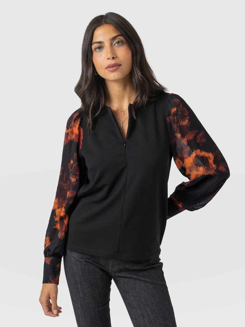 Esme Zip Up Top - Autumn Floral - Women's T-shirts | Saint + Sofia® EU