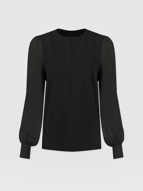 Esme Zip Up Top Black - Women's Tops | Saint + Sofia® EU