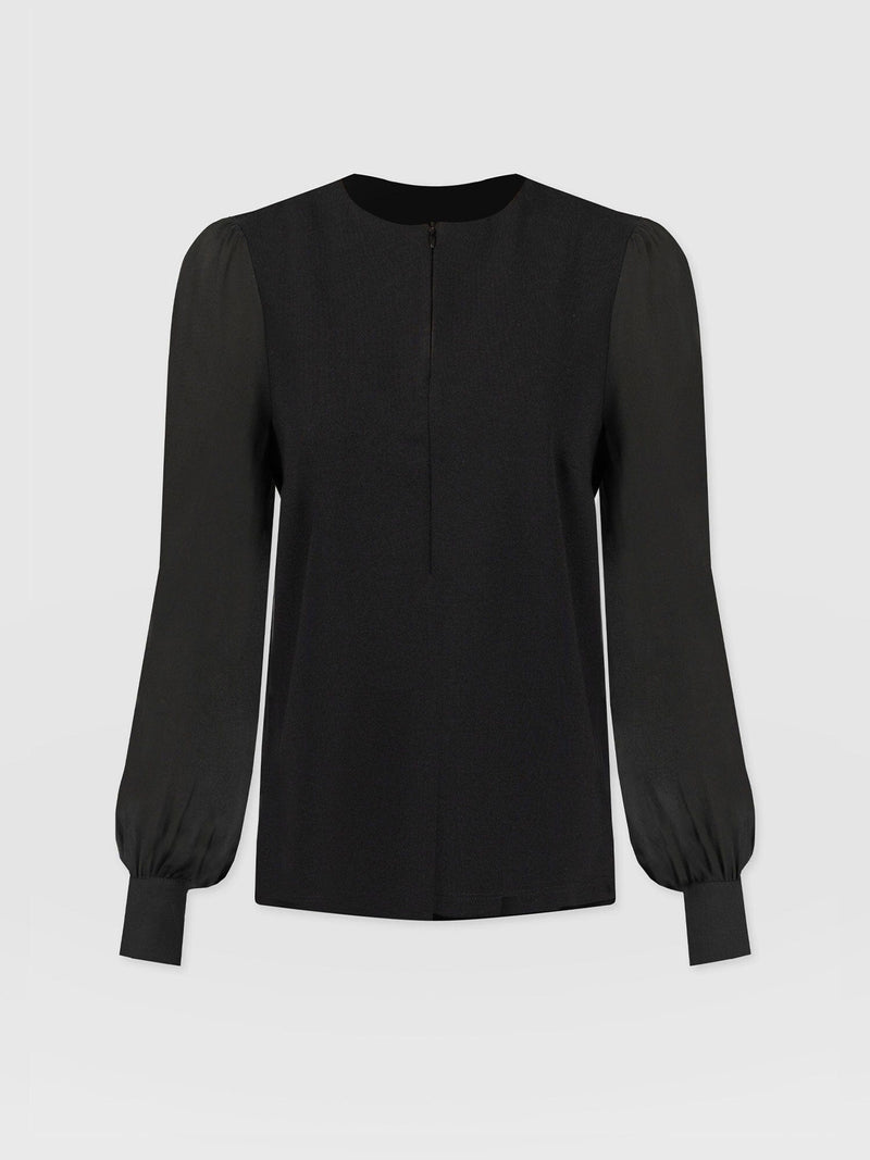 Esme Zip Up Top Black - Women's Tops | Saint + Sofia® EU