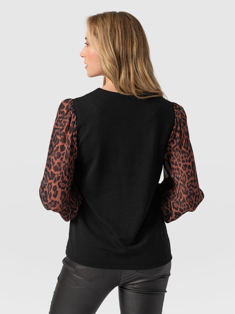 Esme Zip Up Top Brown Leopard - Women's Tops | Saint + Sofia® EU