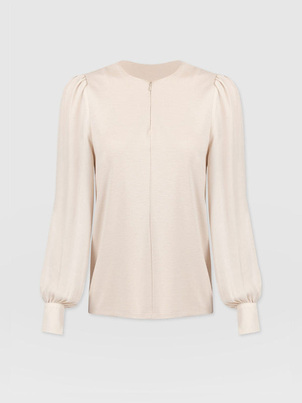 Esme Zip Up Top Light Beige - Women's Tops | Saint + Sofia® EU