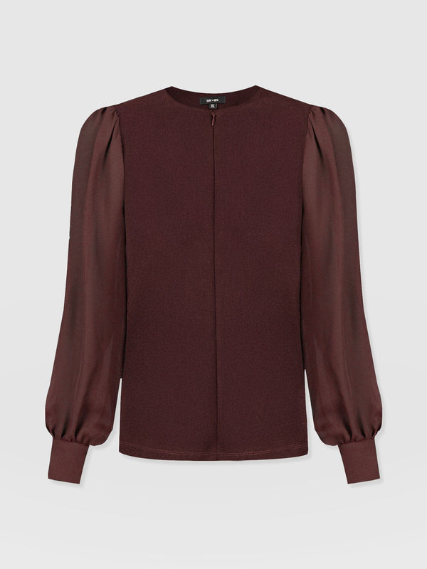 Esme Zip Up Top - Maroon - Women's T-shirts | Saint + Sofia® EU