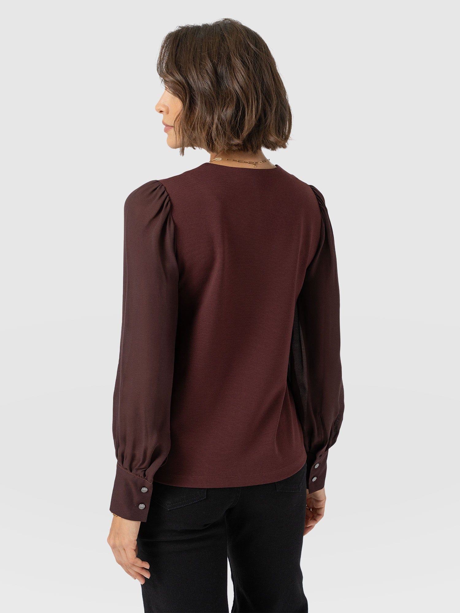 Esme Zip Up Top - Maroon - Women's T-shirts | Saint + Sofia® EU
