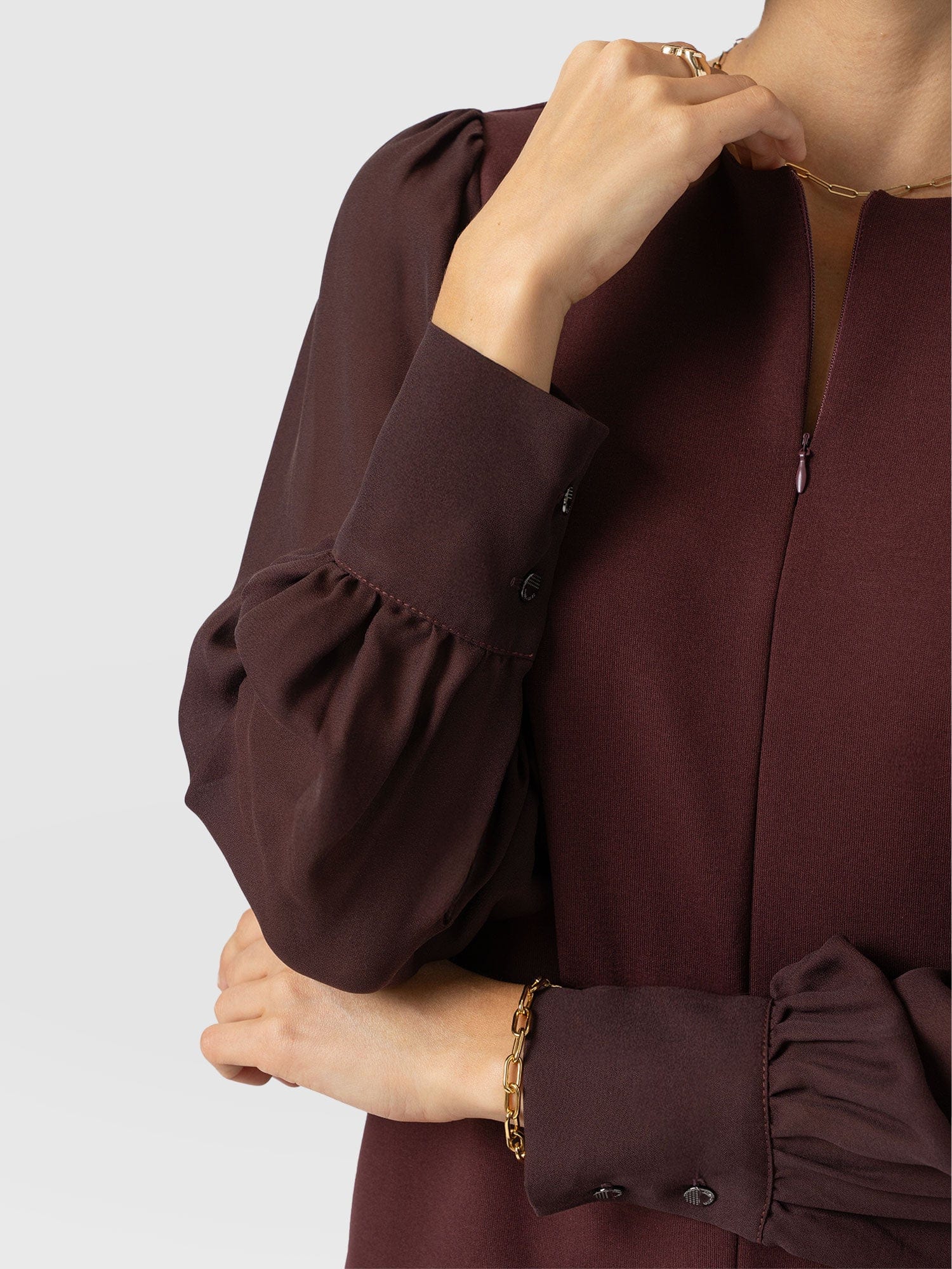 Esme Zip Up Top - Maroon - Women's T-shirts | Saint + Sofia® EU