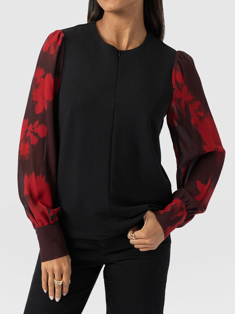 Esme Zip Up Top - Pink Fade Floral - Women's T-shirts | Saint + Sofia® EU