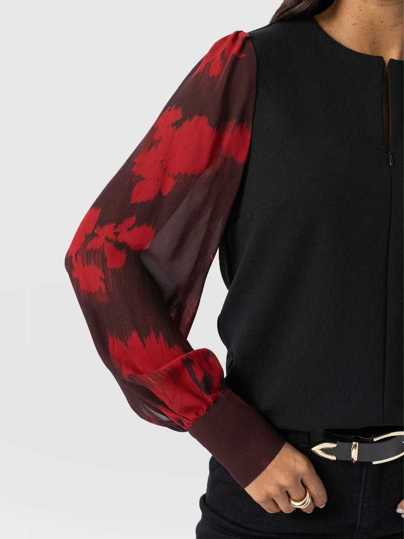 Esme Zip Up Top - Pink Fade Floral - Women's T-shirts | Saint + Sofia® EU